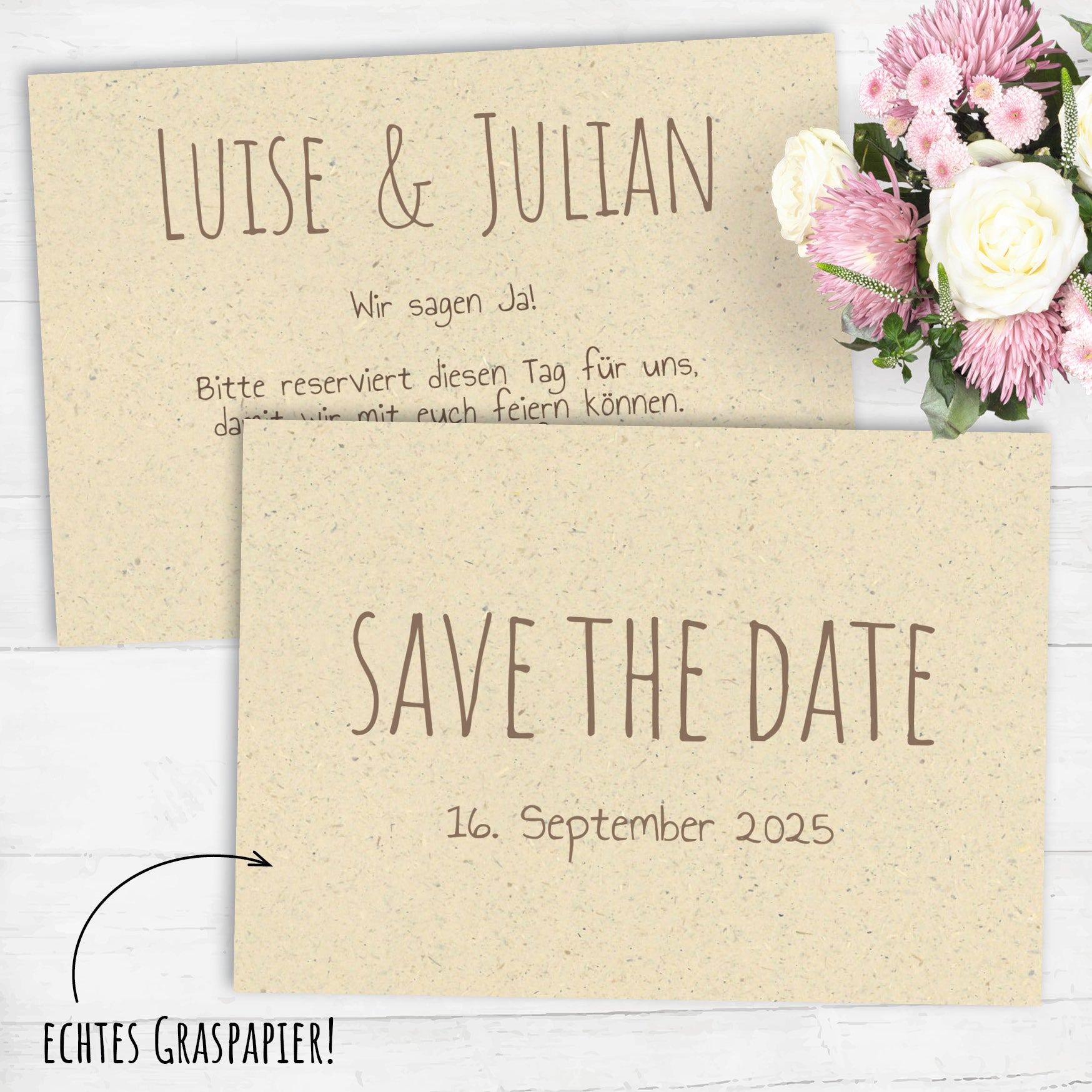 Save the Date Karten: Graspapier Naturliebe